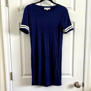PINK ROSE NAVY SHIFT DRESS SMALL